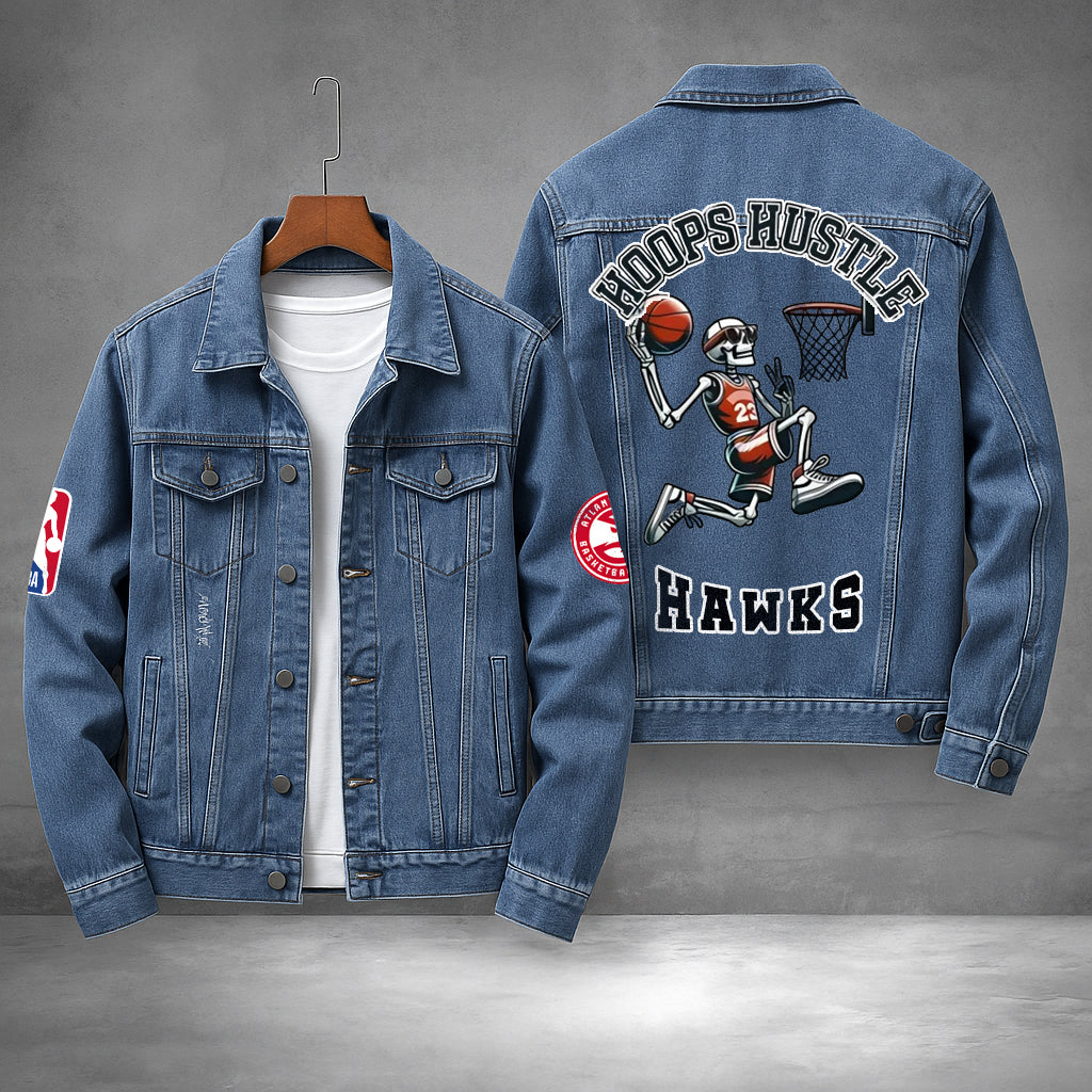 LIMITED EDITION - NEW PREMIUM NBA17 AH ATLANTA HAWKS DENIM JACKET