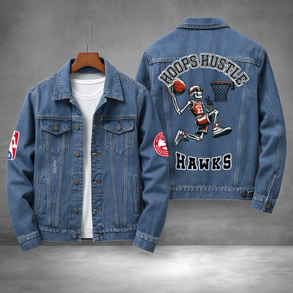 LIMITED EDITION - NEW PREMIUM NBA17 AH ATLANTA HAWKS DENIM JACKET