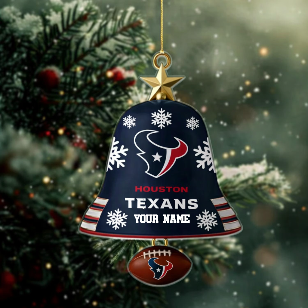 LIMITED EDITION - NEW CUSTOMIZED NFL15 HTT HOUSTON TEXANS ACRYLIC CHRISTMAS BELL ORNAMENT