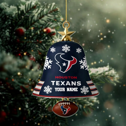 LIMITED EDITION - NEW CUSTOMIZED NFL15 HTT HOUSTON TEXANS ACRYLIC CHRISTMAS BELL ORNAMENT