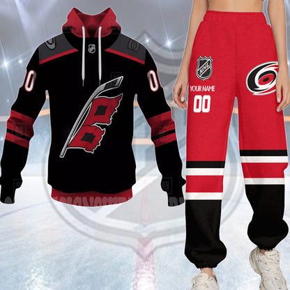 LIMITED EDITION - NEW CUSTOMIZED NHL07 CLH CAROLINA HURRICANES COMBO HOODIE & LONGPANTS