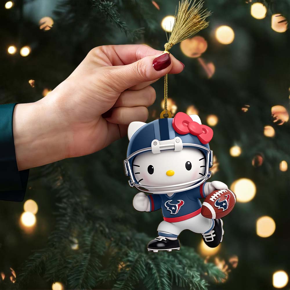 LIMITED EDITION - NEW CUSTOMIZED NFL15 HTT HOUSTON TEXANS HELLO KITTY ACRYLIC ORNAMENT