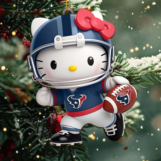 LIMITED EDITION - NEW CUSTOMIZED NFL15 HTT HOUSTON TEXANS HELLO KITTY ACRYLIC ORNAMENT