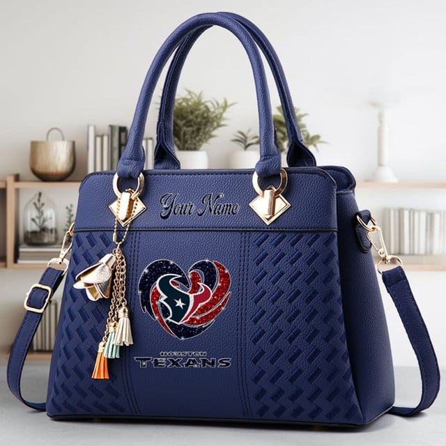 LIMITED EDITION - NEW CUSTOMIZED NFL15 HTT HOUSTON TEXANS ZIP HANDBAG MULTICOLOR