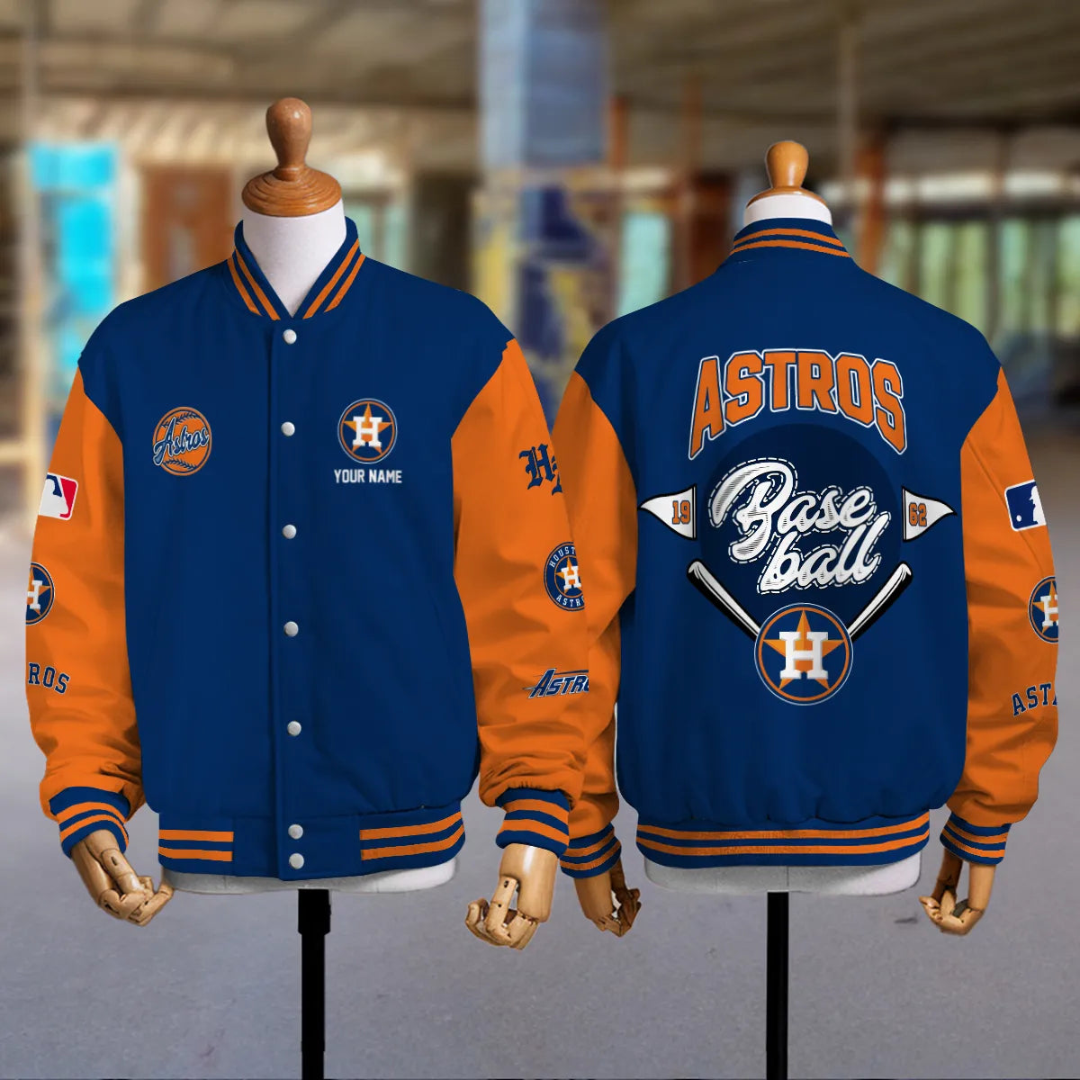 LIMITED EDITION - NEW PREMIUM MLB10 HAS HOUSTON ASTROS SATIN VARSITY JACKET