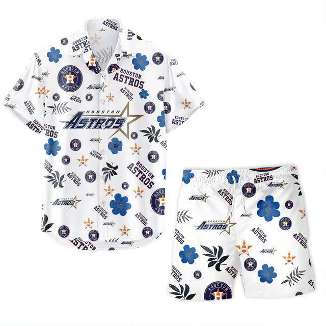 LIMITED EDITION - NEW CUSTOMIZED MLB10 HAS HOUSTON ASTROS UNISEX HAWAIIAN SHIRT & SHORTS SET