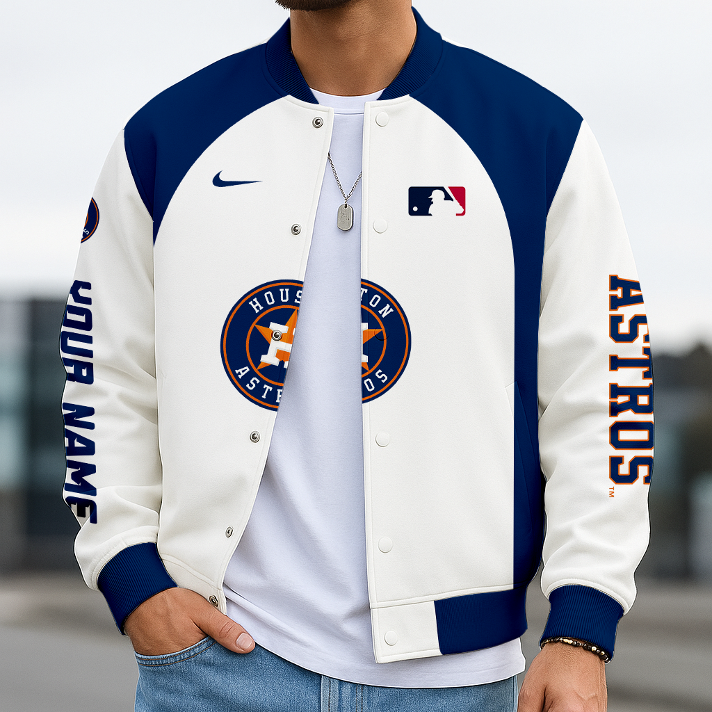 LIMITED EDITION - NEW CUSTOMIZED MLB10 HAS HOUSTON ASTROS BASEBALL JACKET, SATIN VARSITY JACKE
