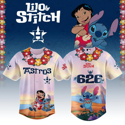 LIMITED EDITION - NEW CUSTOMIZED MLB10 HT ASTROS x LILO & STITCH BASEBALL JERSEY