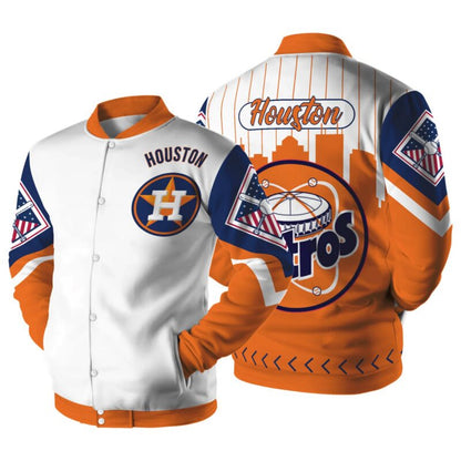 LIMITED EDITION - NEW CUSTOMIZED MLB10 HT ASTROS SATIN VARSITY & BASEBALL JACKET