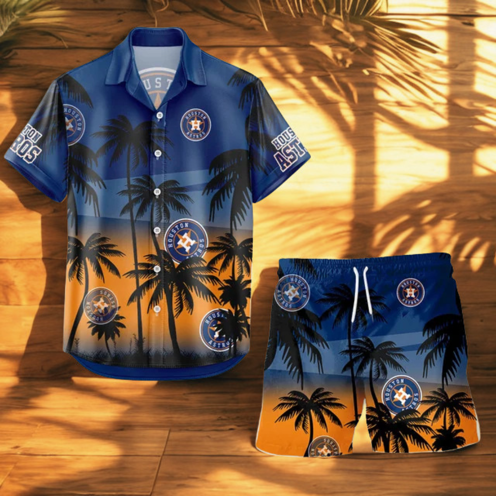 LIMITED EDITION - NEW CUSTOMIZED MLB10 HAS HOUSTON ASTROS UNISEX HAWAIIAN SHIRT & SHORTS SET