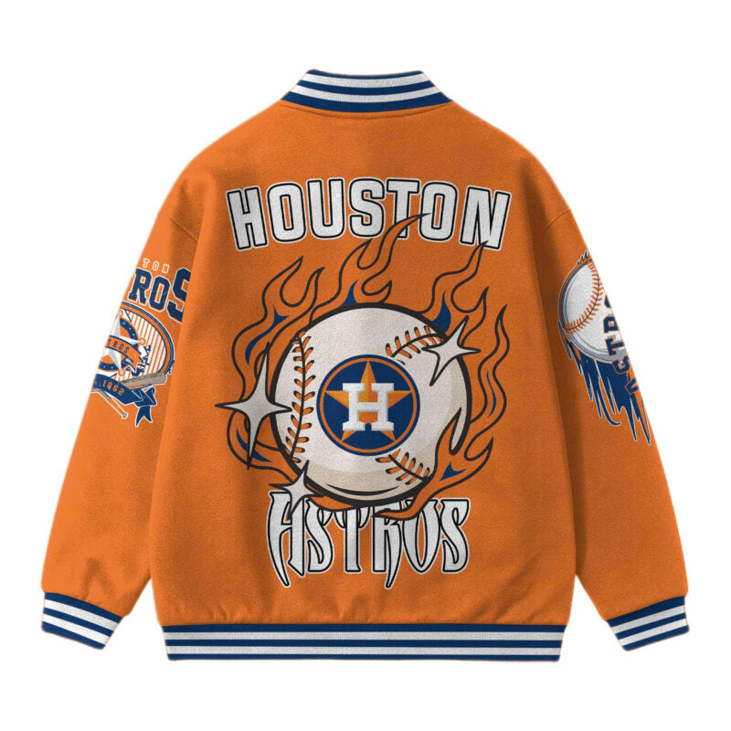 LIMITED EDITION - NEW CUSTOMIZED MLB10 HT ASTROS SATIN VARSITY & BASEBALL JACKET