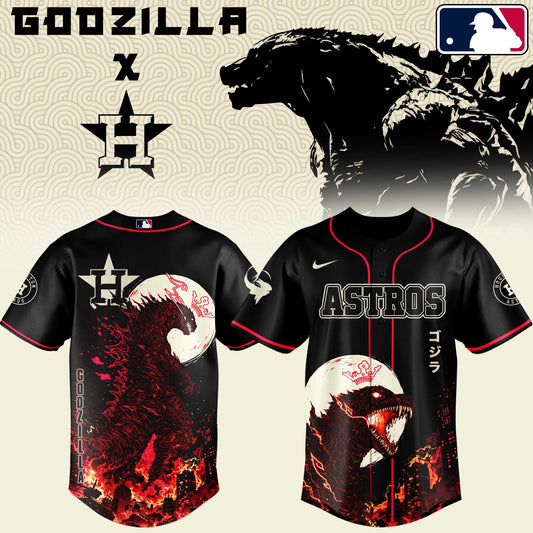LIMITED EDITION - NEW CUSTOMIZED MLB10 HAS HOUSTON ASTROS x GODZILLA BASEBALL JERSEY & CAP