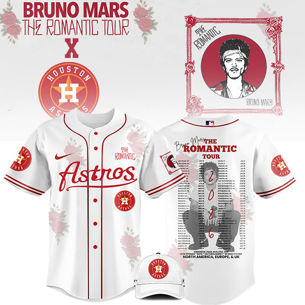LIMITED EDITION - NEW CUSTOMIZED MLB10 HT ASTROS x BRUNO MARS BASEBALL JERSEY & CAP