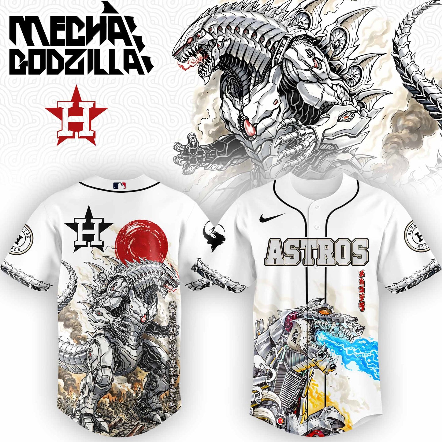 LIMITED EDITION - NEW CUSTOMIZED MLB10 HT ASTROS x GODZILLA BASEBALL JERSEY
