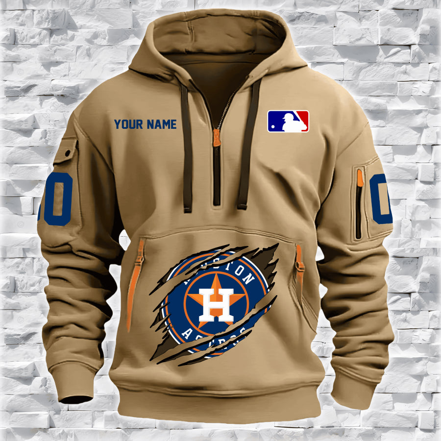 LIMITED EDITION - NEW CUSTOMIZED MLB10 HT ASTROS QUARTER ZIP HOODIE