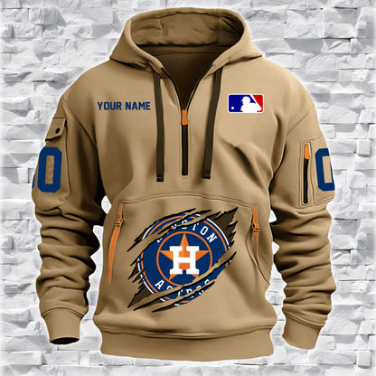LIMITED EDITION - NEW CUSTOMIZED MLB10 HT ASTROS QUARTER ZIP HOODIE