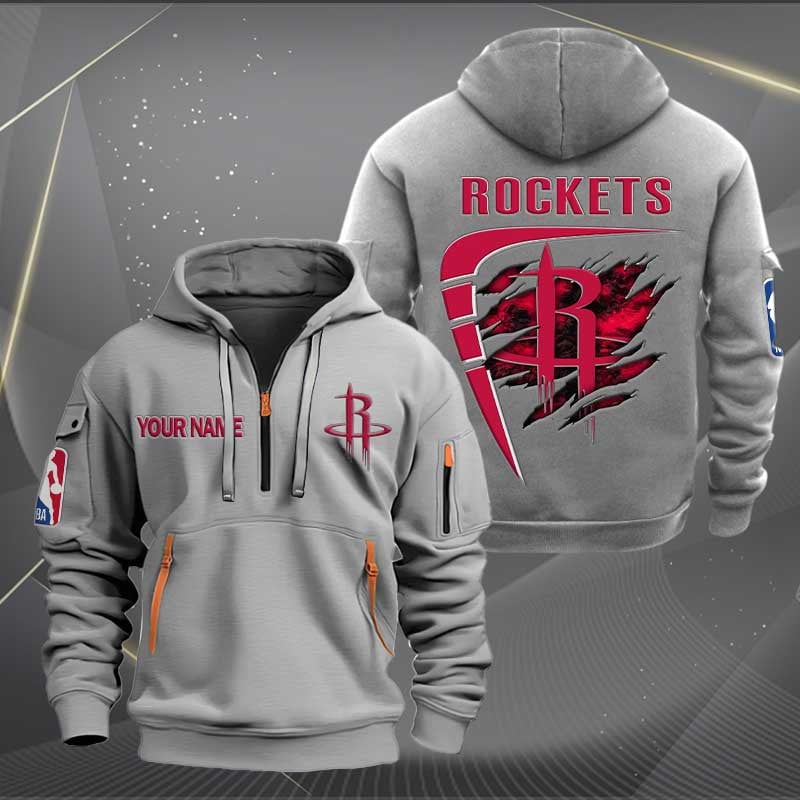 [HOT DEAL] NEW CUSTOMIZED NBA07 HR HOUSTON ROCKETS QUARTER ZIP HOODIE