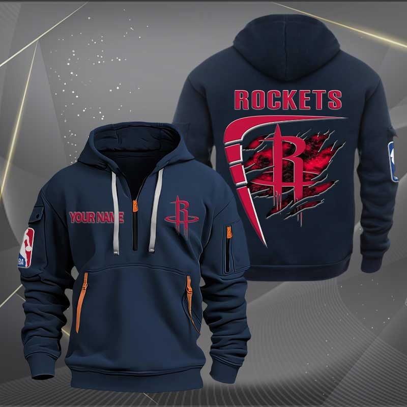[HOT DEAL] NEW CUSTOMIZED NBA07 HR HOUSTON ROCKETS QUARTER ZIP HOODIE