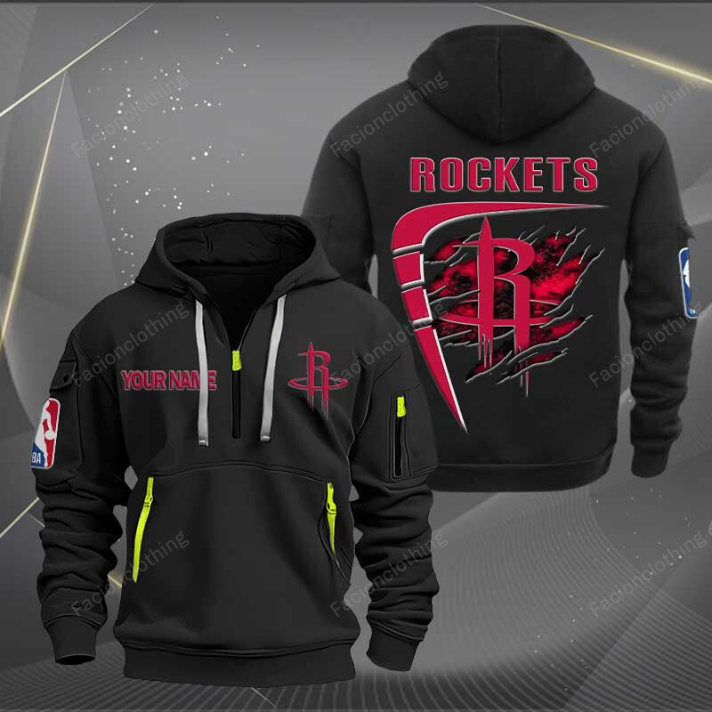 [HOT DEAL] NEW CUSTOMIZED NBA07 HR HOUSTON ROCKETS QUARTER ZIP HOODIE
