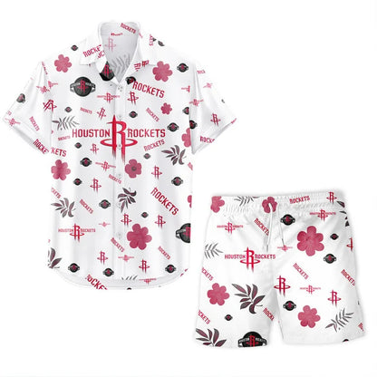 LIMITED EDITION - NEW CUSTOMIZED NBA07 HRO HOUSTON ROCKETS UNISEX HAWAIIAN SHIRT & SHORTS SET