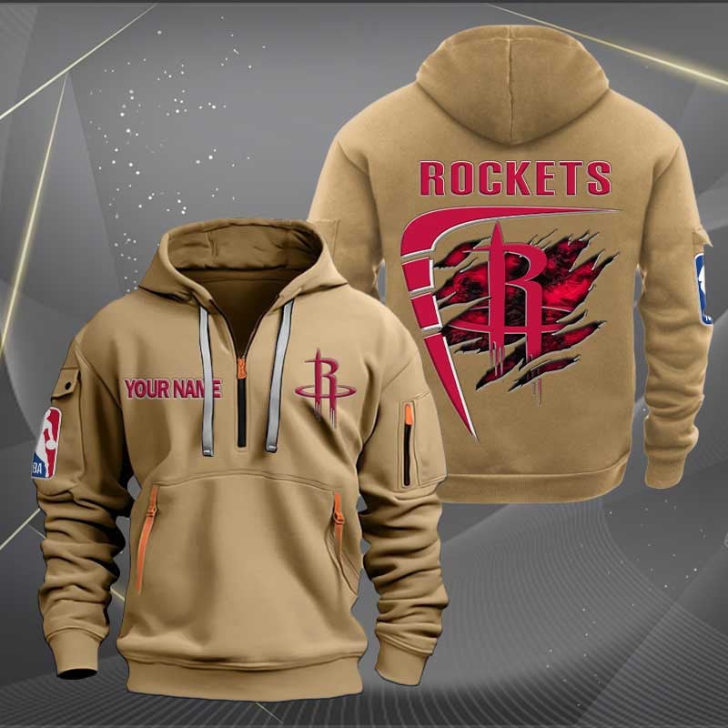 [HOT DEAL] NEW CUSTOMIZED NBA07 HR HOUSTON ROCKETS QUARTER ZIP HOODIE