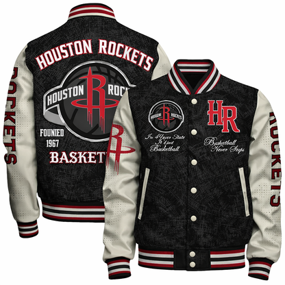 LIMITED EDITION - NEW CUSTOMIZED NBA07 HRO HOUSTON ROCKETS BASEBALL JACKET, SATIN VARSITY JACKET