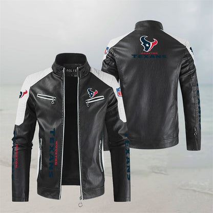 LIMITED EDITION - NEW CUSTOMIZED NFL15 HTT HOUSTON TEXANS LEATHER BIKER JACKET