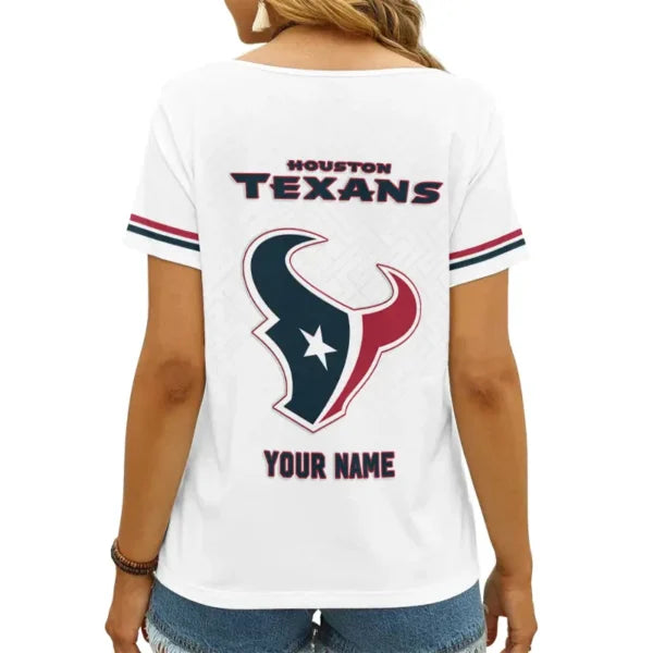 LIMITED EDITION - NEW CUSTOMIZED NFL15 HTT HOUSTON TEXANS V-NECK FEMALE SHIRT