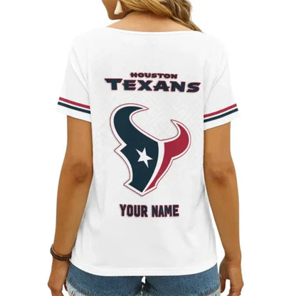 LIMITED EDITION - NEW CUSTOMIZED NFL15 HTT HOUSTON TEXANS V-NECK FEMALE SHIRT