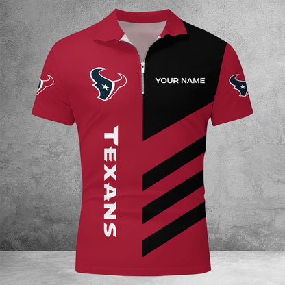LIMITED EDITION - NEW CUSTOMIZED NFL15 HTT HOUSTON TEXANS ZIP POLO SHIRT