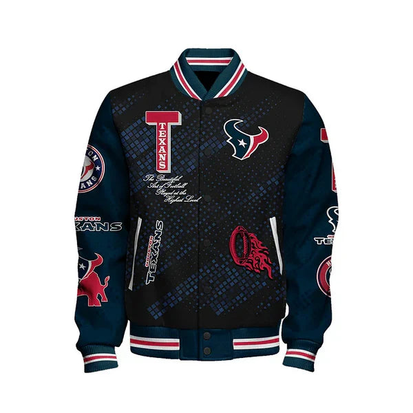 LIMITED EDITION - NEW CUSTOMIZED NFL15 HTT HOUSTON TEXANS SATIN VARSITY JACKET & BASEBALL JACKET