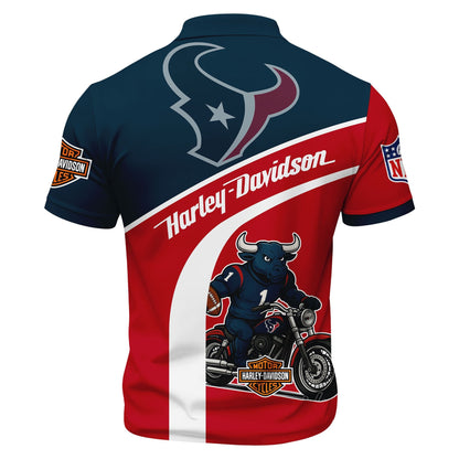 LIMITED EDITION - NEW CUSTOMIZED NFL15 HTT HOUSTON TEXANS HARLEY-DAVIDSON POLO WITH ZIPPER SHIRT