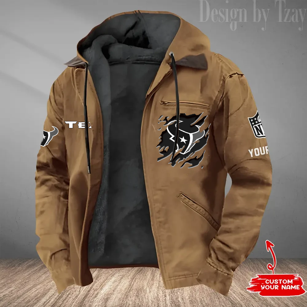 LIMITED EDITION - NEW CUSTOMIZED NFL15 HTT HOUSTON TEXANS HOODED CARDIGAN JACKET