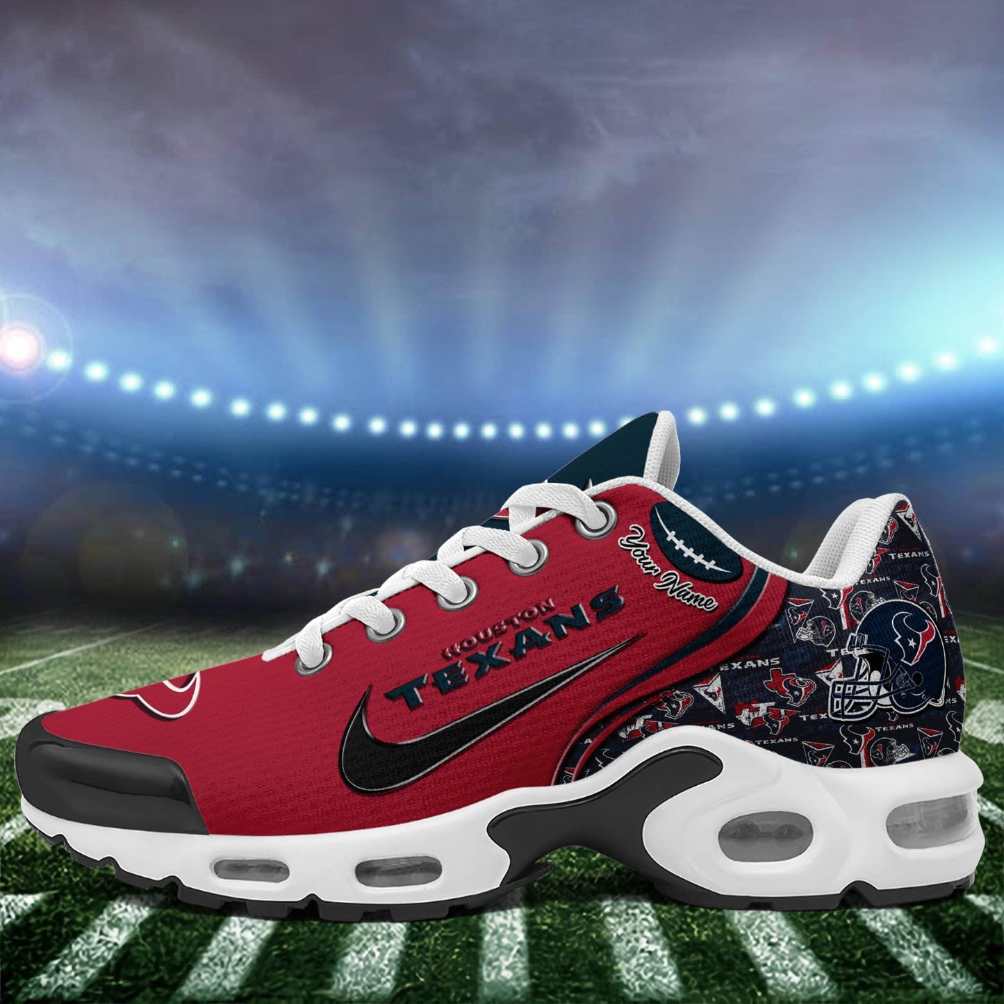 LIMITED EDITION - NEW CUSTOMIZED NFL15 HTT HOUSTON TEXANS UNISEX AIR MAX PLUS SNEAKERS