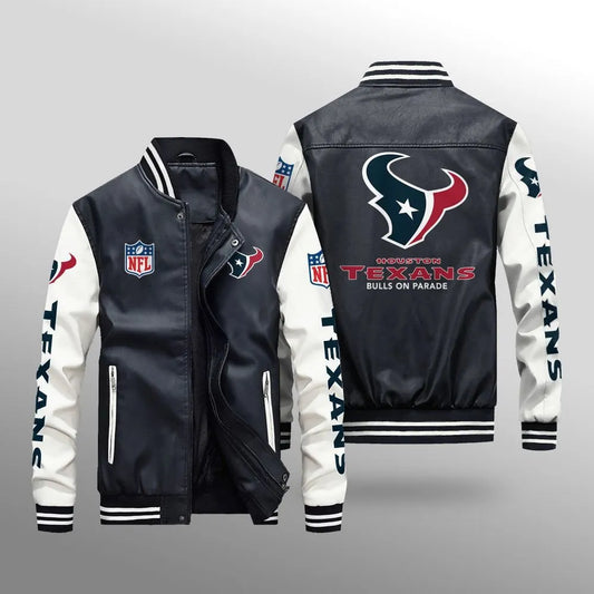 LIMITED EDITION - NEW CUSTOMIZED NFL15 HTT HOUSTON TEXANS LEATHER BOMBER JACKET