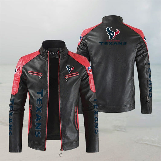 LIMITED EDITION - NEW CUSTOMIZED NFL15 HTT HOUSTON TEXANS LEATHER BIKER JACKET