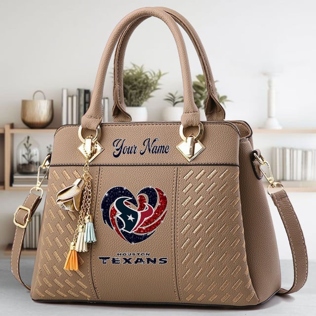 LIMITED EDITION - NEW CUSTOMIZED NFL15 HTT HOUSTON TEXANS ZIP HANDBAG MULTICOLOR