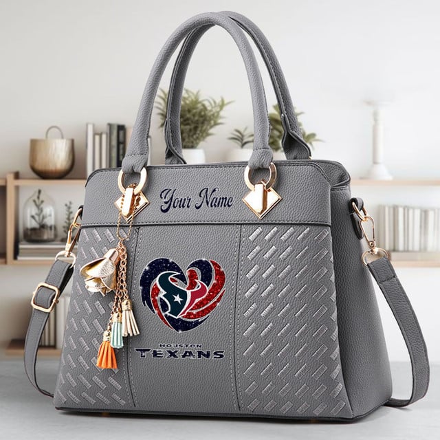 LIMITED EDITION - NEW CUSTOMIZED NFL15 HTT HOUSTON TEXANS ZIP HANDBAG MULTICOLOR