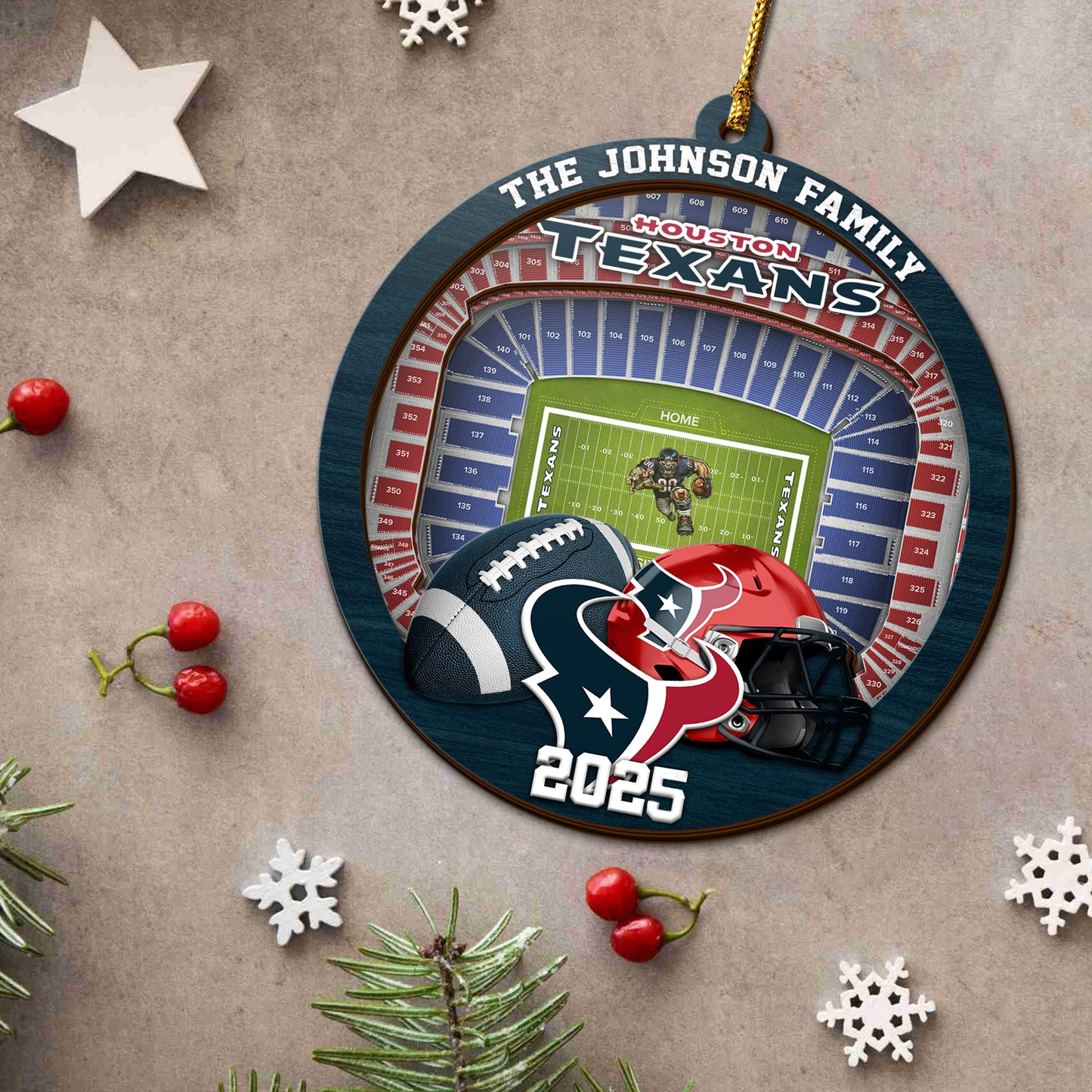 LIMITED EDITION - NEW CUSTOMIZED NFL15 HTT HOUSTON TEXANS ORNAMENT