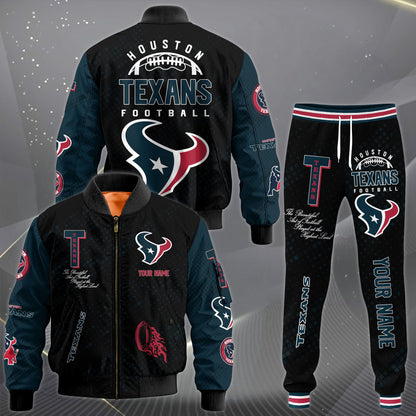 LIMITED EDITION - NEW CUSTOMIZED NFL15 HTT HOUSTON TEXANS SATIN VARSITY JACKET & LONG PANTS