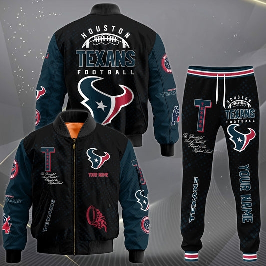 LIMITED EDITION - NEW CUSTOMIZED NFL15 HTT HOUSTON TEXANS SATIN VARSITY JACKET & LONG PANTS