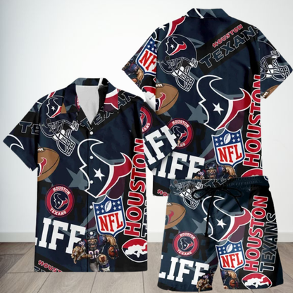 LIMITED EDITION - NEW CUSTOMIZED NFL15 HTT HOUSTON TEXANS UNISEX HAWAIIAN SHIRT & SHORTS SET