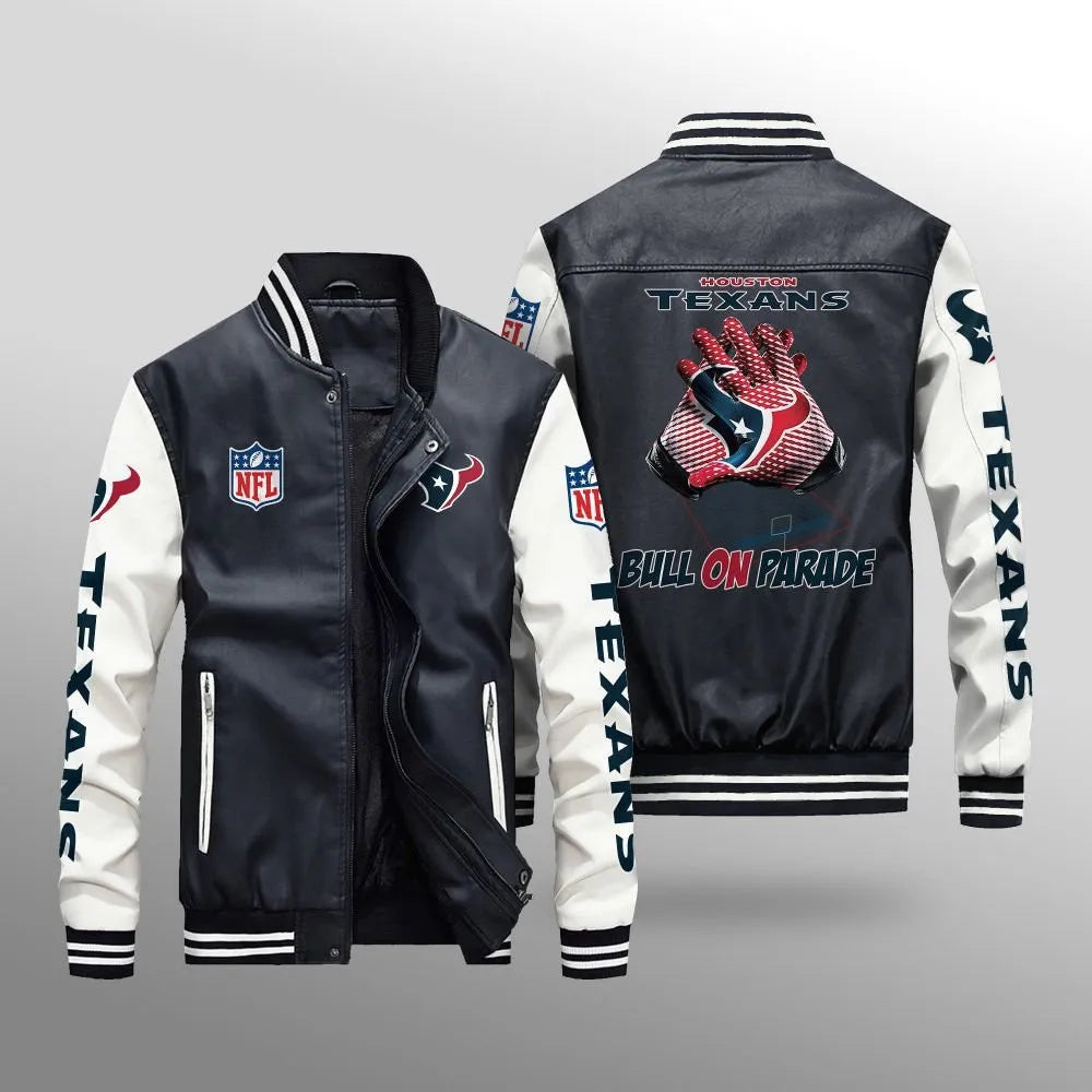 LIMITED EDITION - NEW CUSTOMIZED NFL15 HTT HOUSTON TEXANS LEATHER BOMBER JACKET