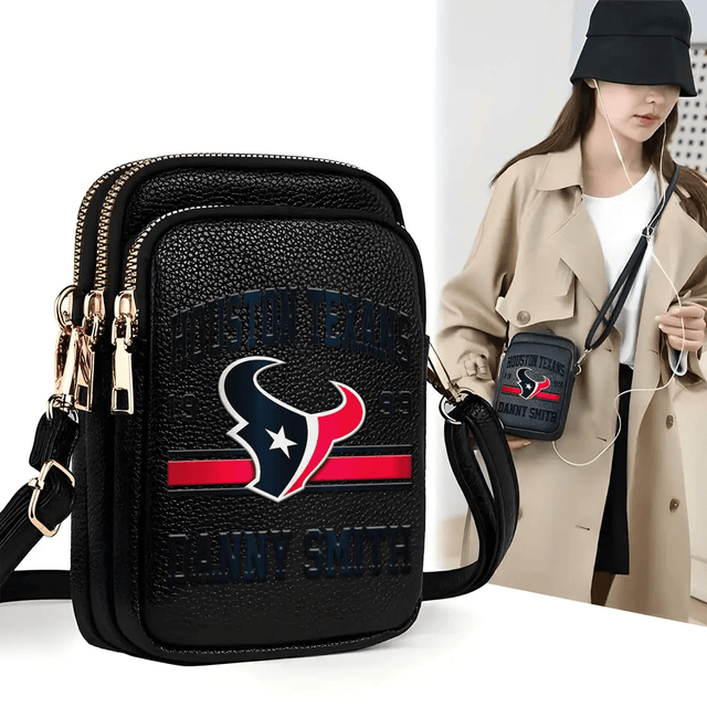 LIMITED EDITION - NEW CUSTOMIZED NFL15 HTT HOUSTON TEXANS LEATHER CROSSBODY BAG