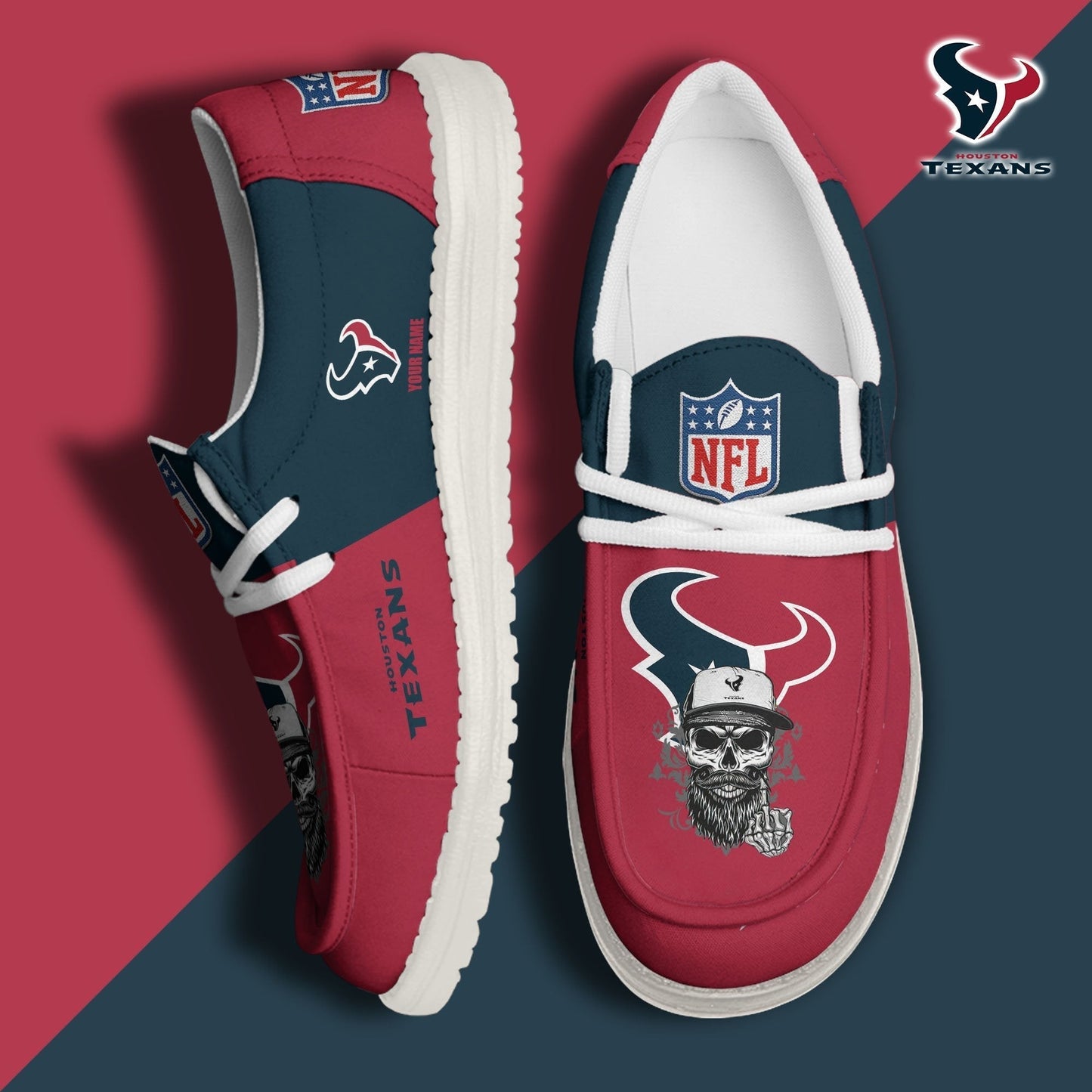 LIMITED EDITION - NEW CUSTOMIZED NFL15 HTT HOUSTON TEXANS LOAFER SHOES