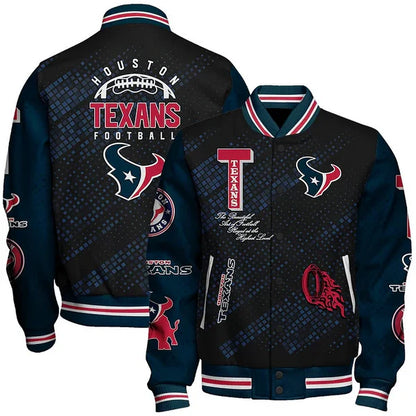LIMITED EDITION - NEW CUSTOMIZED NFL15 HTT HOUSTON TEXANS SATIN VARSITY JACKET & BASEBALL JACKET
