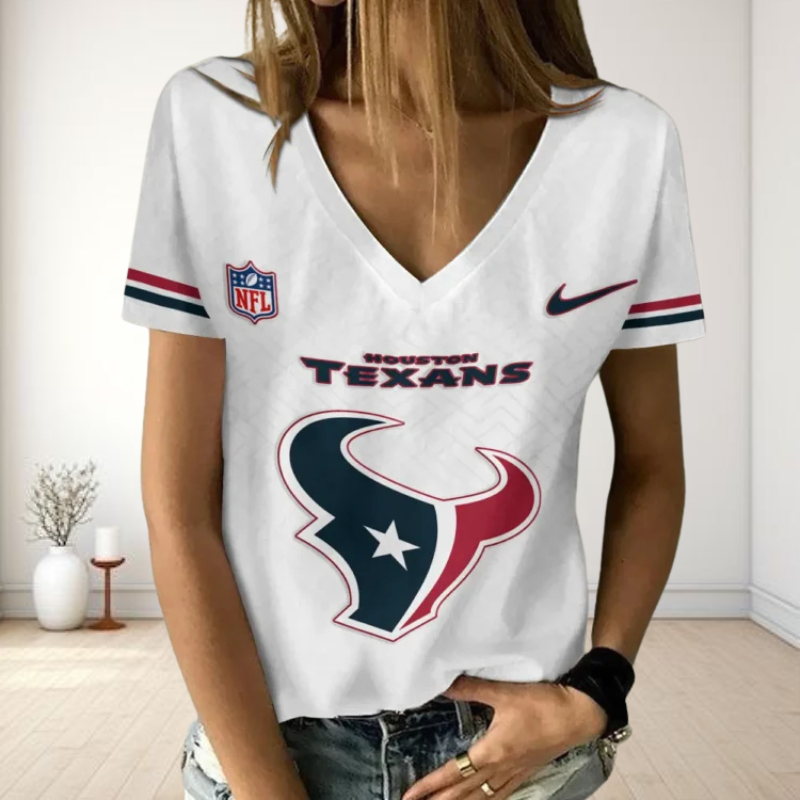 LIMITED EDITION - NEW CUSTOMIZED NFL15 HTT HOUSTON TEXANS V-NECK FEMALE SHIRT
