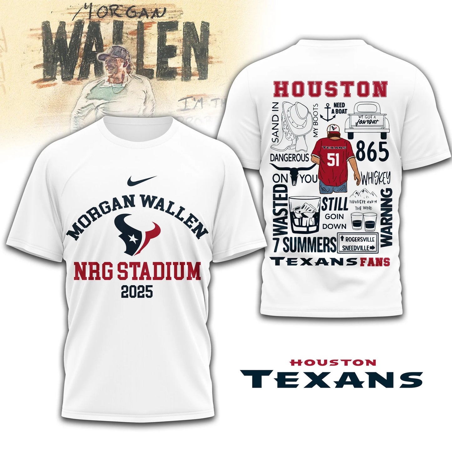 LIMITED EDITION - NEW CUSTOMIZED NFL15 HTT HOUSTON TEXANS T-SHIRT | MULTIPLE COLORS AVAILABLE