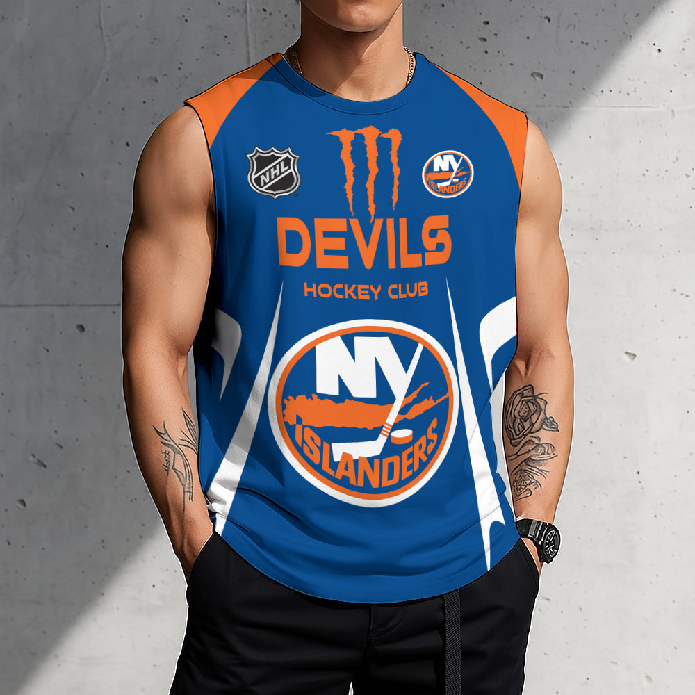 LIMITED EDITION - NEW CUSTOMIZED NHL25 NYI NEW YORK ISLANDERS TANK TOP & GYM SHIRT