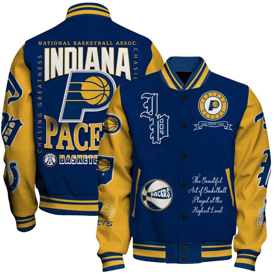 LIMITED EDITION - NEW CUSTOMIZED NBA06 IPA INDIANA PACERS BASEBALL JACKET, SATIN VARSITY JACKET
